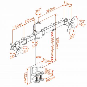 Кронштейн для двух мониторов KRON D221E